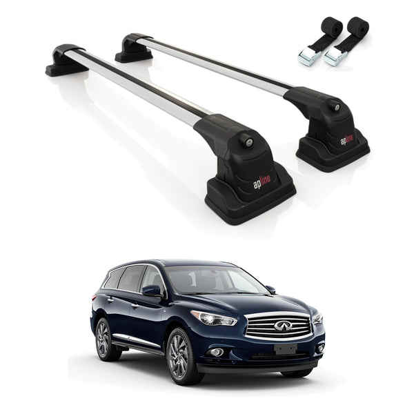 Roof Bars Compatible with Infiniti JX35 (L50) 2012-2021, Grey, 2 Bars with Straps