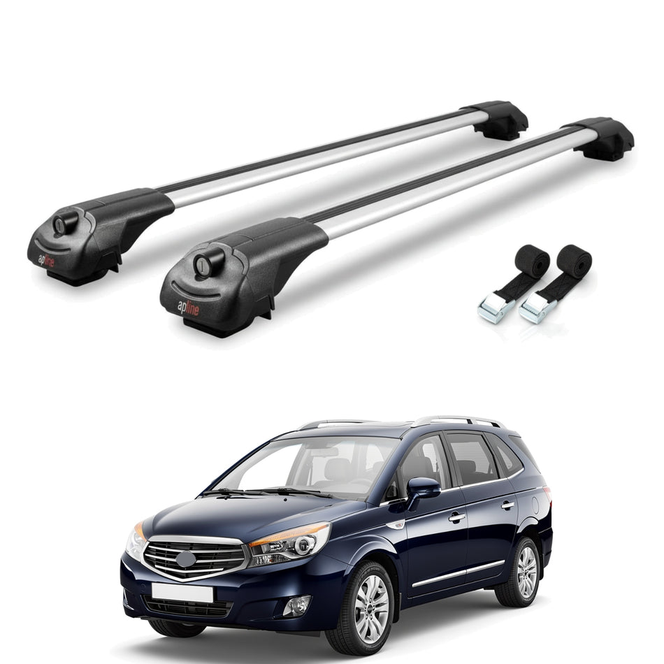Roof Bars Compatible with Ssangyong Rodius 2 2013-2018, Grey, 2 Bars with Straps.