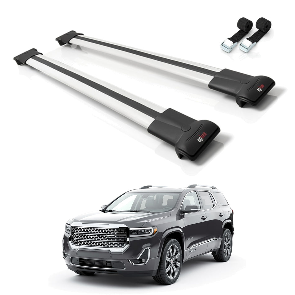 Roof Bars Compatible with GMC Acadia Denali 2024-2025, Grey, 2 Bars with Straps