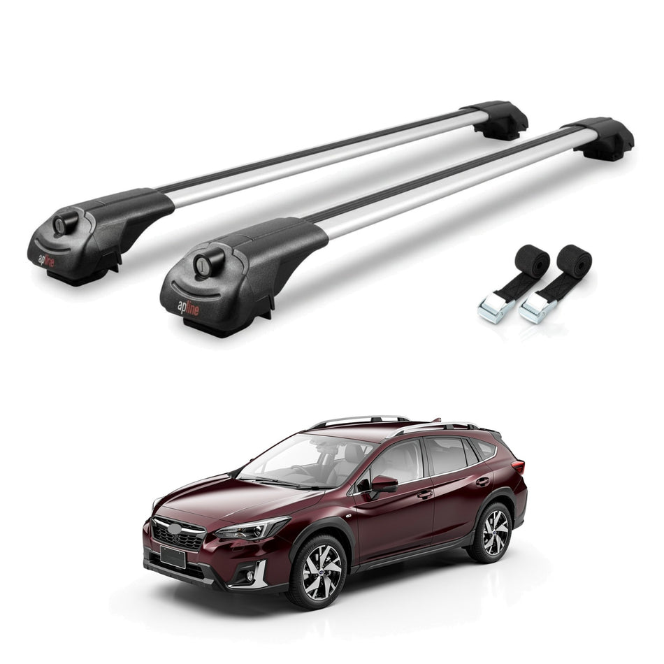 Roof Bars Compatible with Subaru Evoltis 2019-2025, Grey, 2 Bars with Straps.
