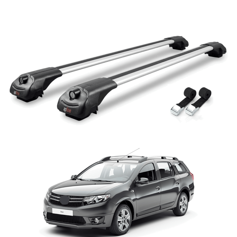 Roof Bars Compatible with Dacia Logan 2 MCV (K52) 2013-2020, Grey, 2 Bars with Straps.
