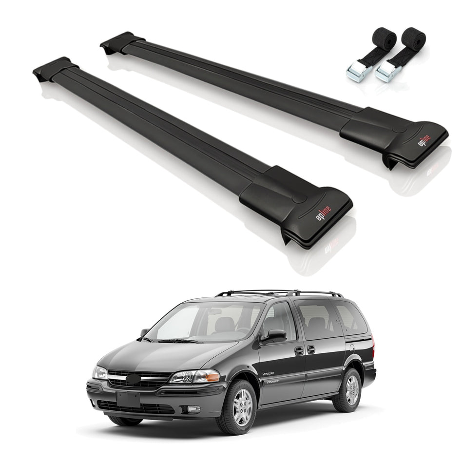 Roof Bars Compatible with Chevrolet Venture 1997-2004, Black, 2 Bars with Straps
