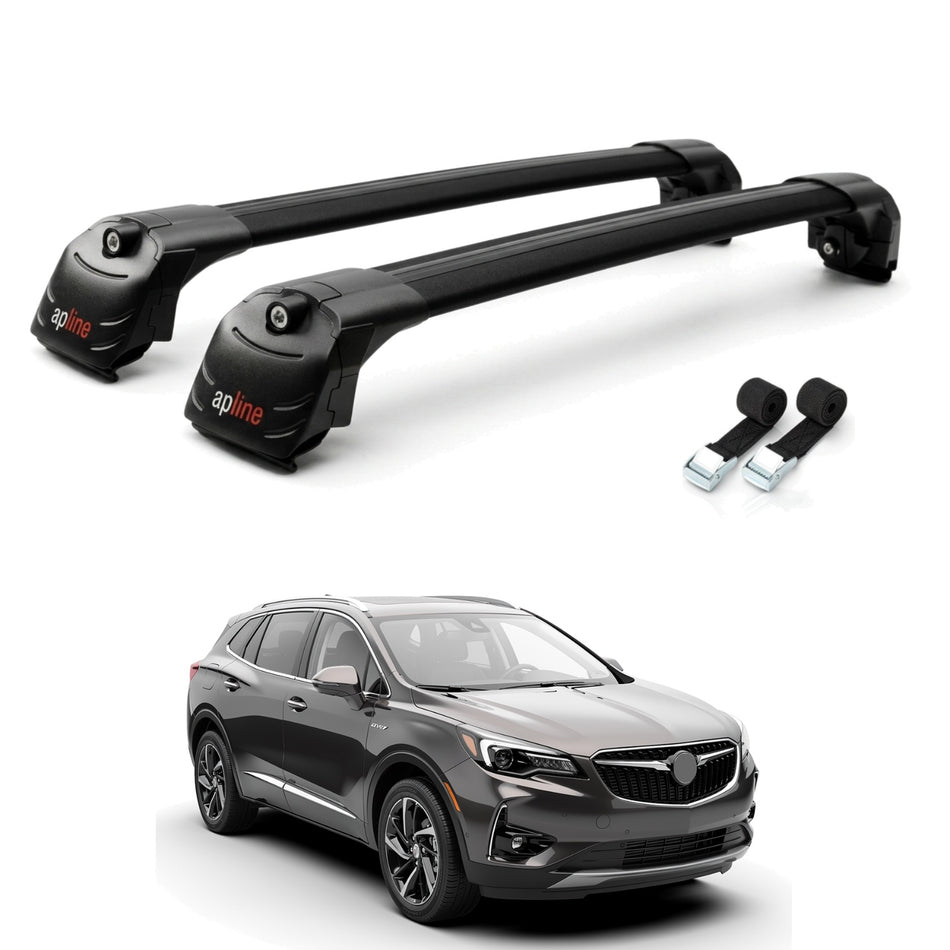 Roof Bars Compatible with Buick Envision 2021-2024, Black, 2 Bars with Straps