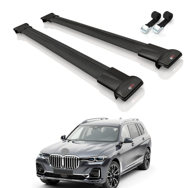 Roof Bars Compatible with BMW X7 (G07) 2020-2025, Black, 2 Bars with Straps