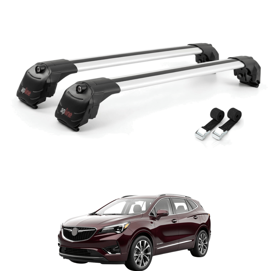 Roof Bars Compatible with Buick Envision 2021-2024, Grey, 2 Bars with Straps