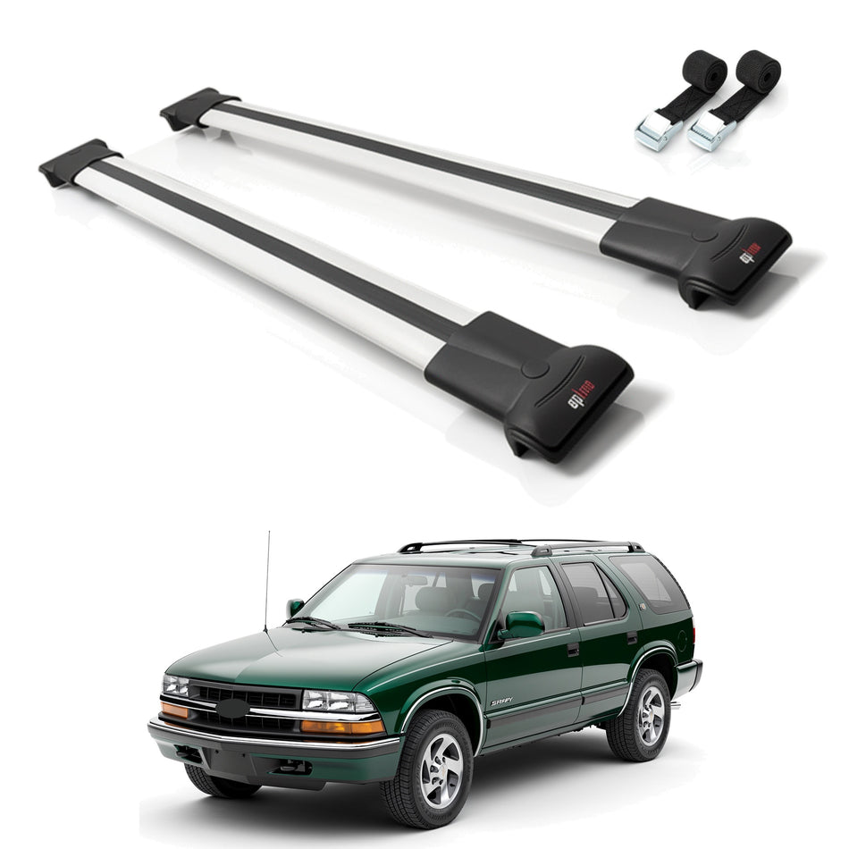Roof Bars Compatible with Chevrolet Blazer 1995-2005, Grey, 2 Bars with Straps