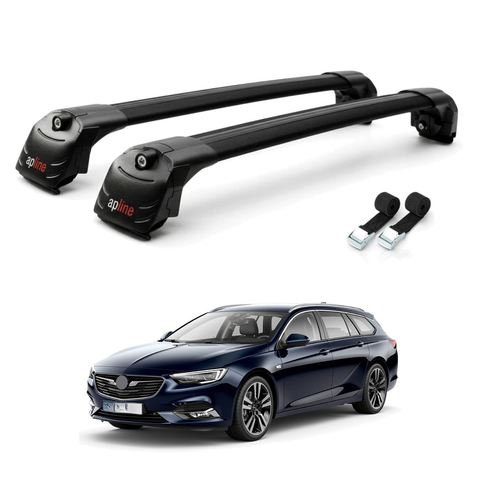Roof Bars Compatible with Opel Insignia (G09) ST 2009-2017, Black, 2 Bars with Straps