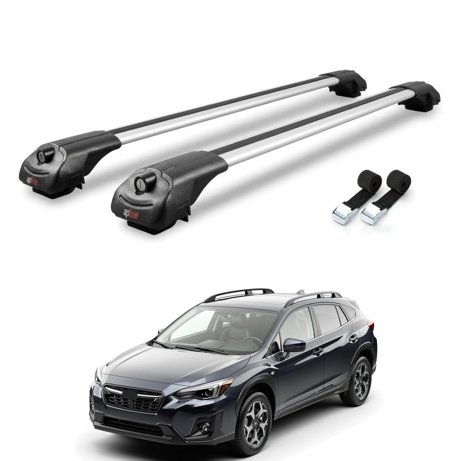 Roof Bars Compatible with Subaru Crosstrek 2024-2025, Grey, 2 Bars with Straps.