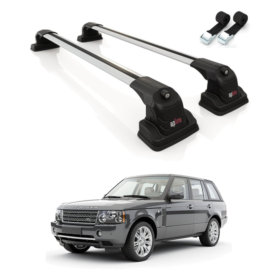 Roof Bars Compatible with Land Rover Range Rover Vogue (L322) 2002-2012, Grey, 2 Bars with Straps