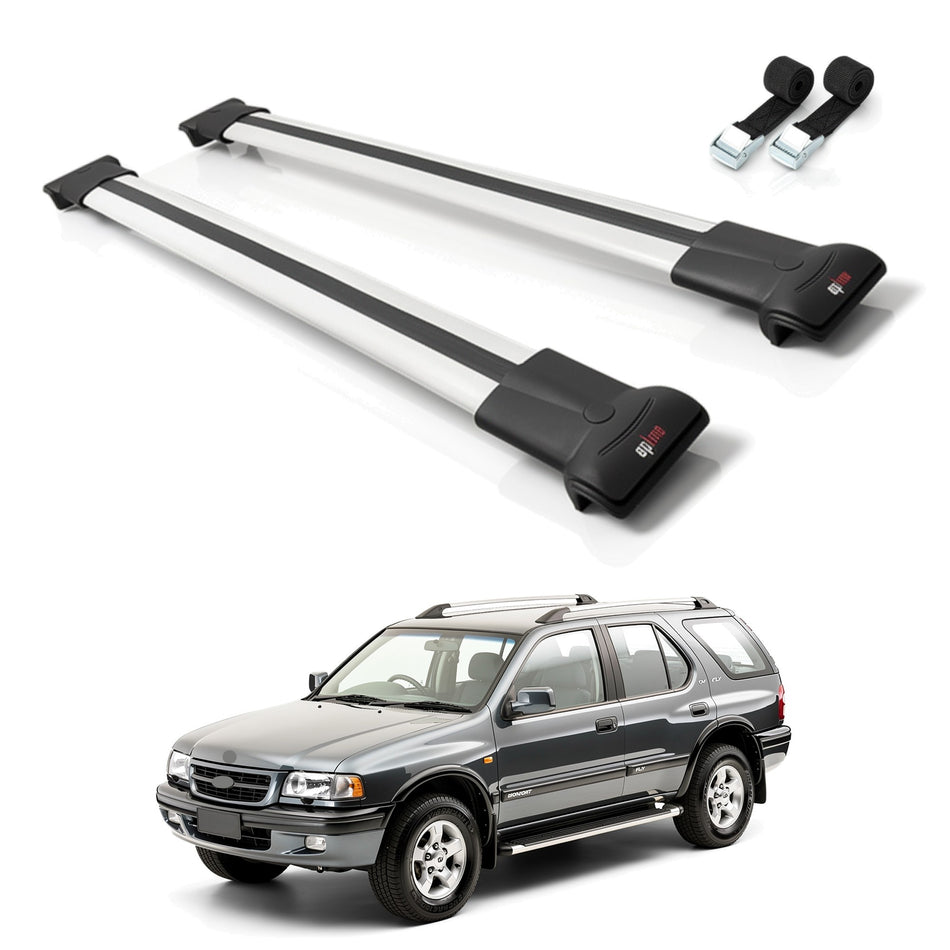 Roof Bars Compatible with Holden Frontera Sport 1992-1998, Grey, 2 Bars with Straps