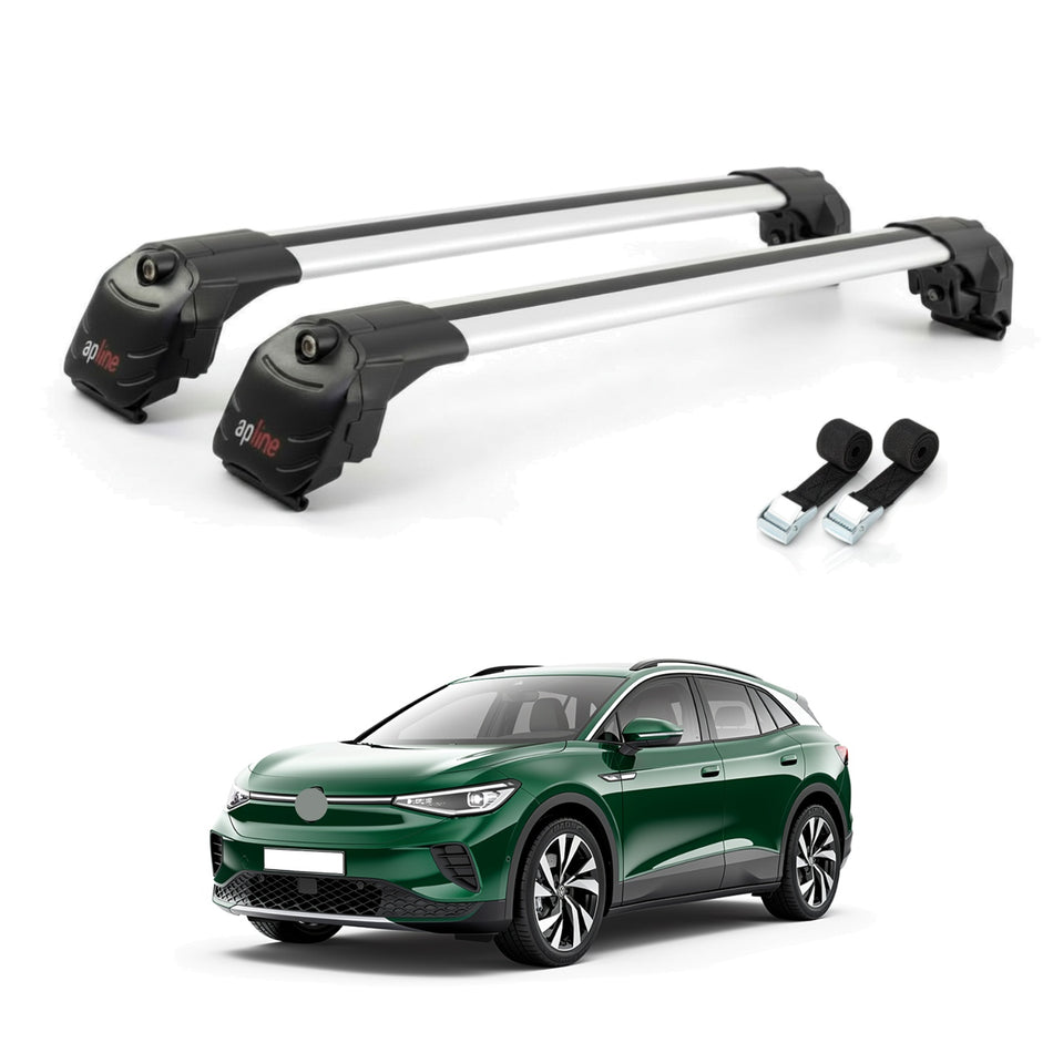 Roof Bars Compatible with Volkswagen ID.4 2021-2025, Grey, 2 Bars with Straps