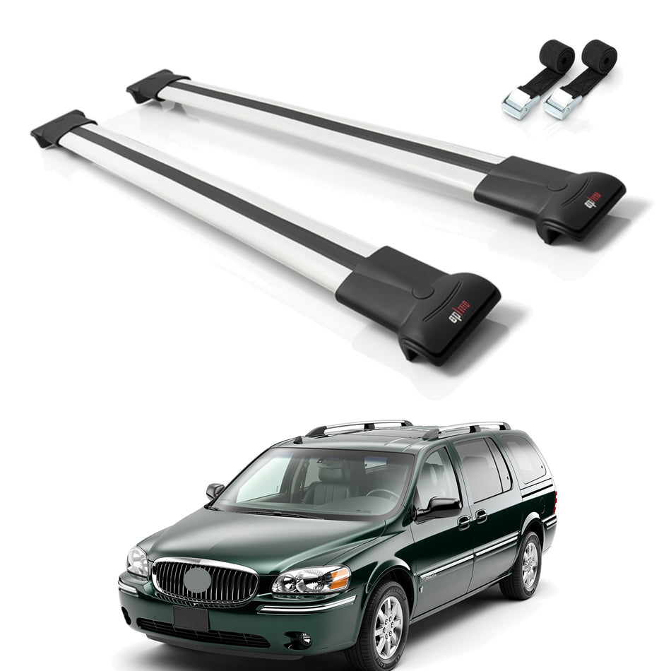 Roof Bars Compatible with Buick Terraza CXL 2004-2008, Grey, 2 Bars with Straps