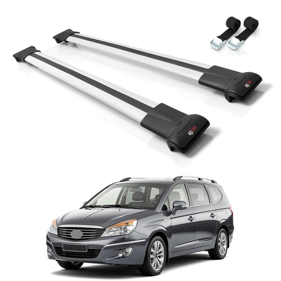 Roof Bars Compatible with Ssangyong Rodius 2 2013-2018, Grey, 2 Bars with Straps