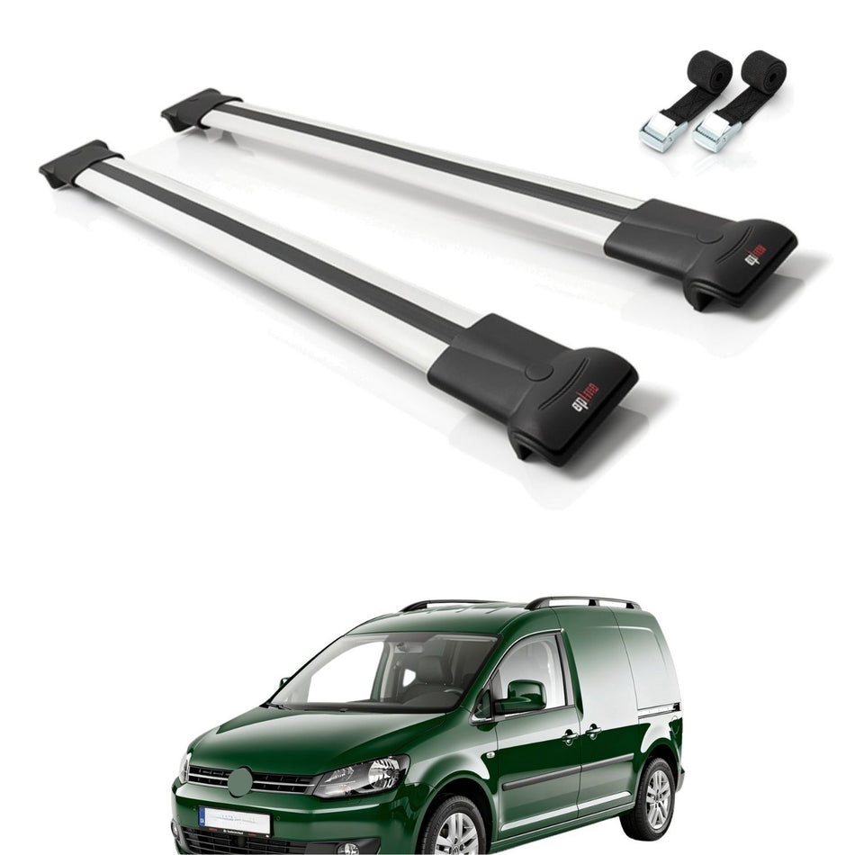Roof Bars Compatible with Fiat Doblo 2000-2009, Grey, 2 Bars with Straps