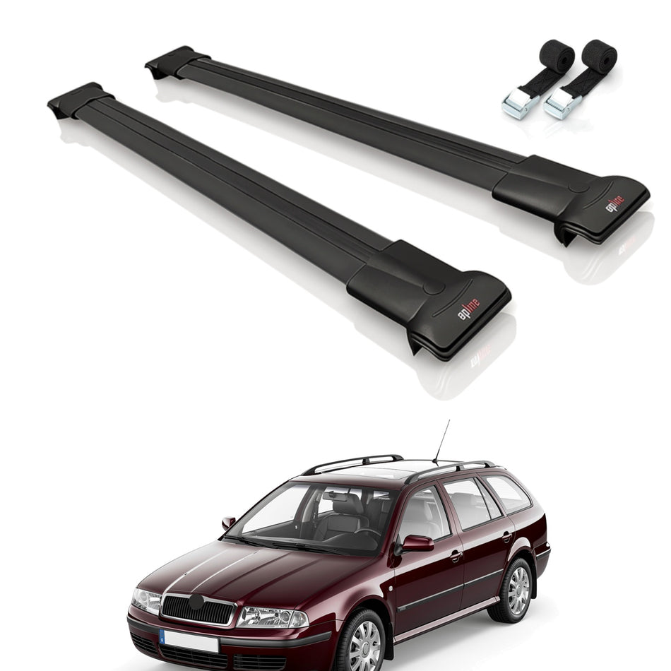 Roof Bars Compatible with Skoda Octavia (1U) 1996-2004, Black, 2 Bars with Straps