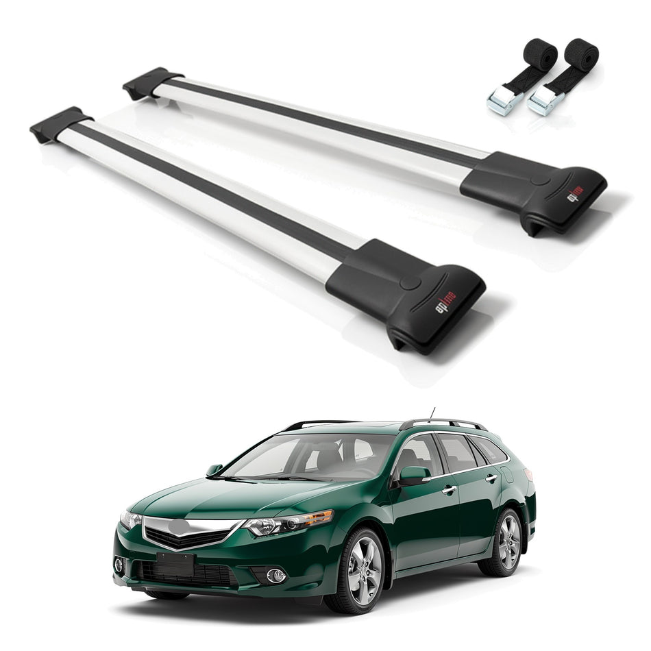 Roof Bars Compatible with Acura TSX Sport Wagon 2011-2014, Grey, 2 Bars with Straps