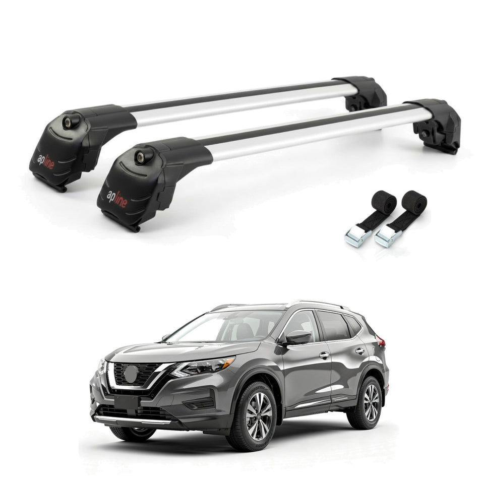 Roof Bars Compatible with Nissan Rogue 2020-2022, Grey, 2 Bars with Straps