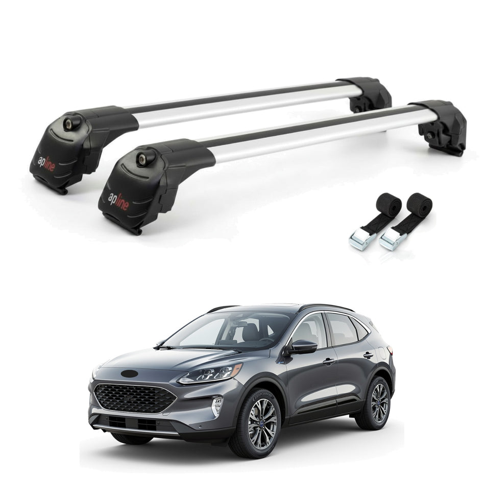 Roof Bars Compatible with Ford Escape 4 (CX482) 2020-2025, Grey, 2 Bars with Straps