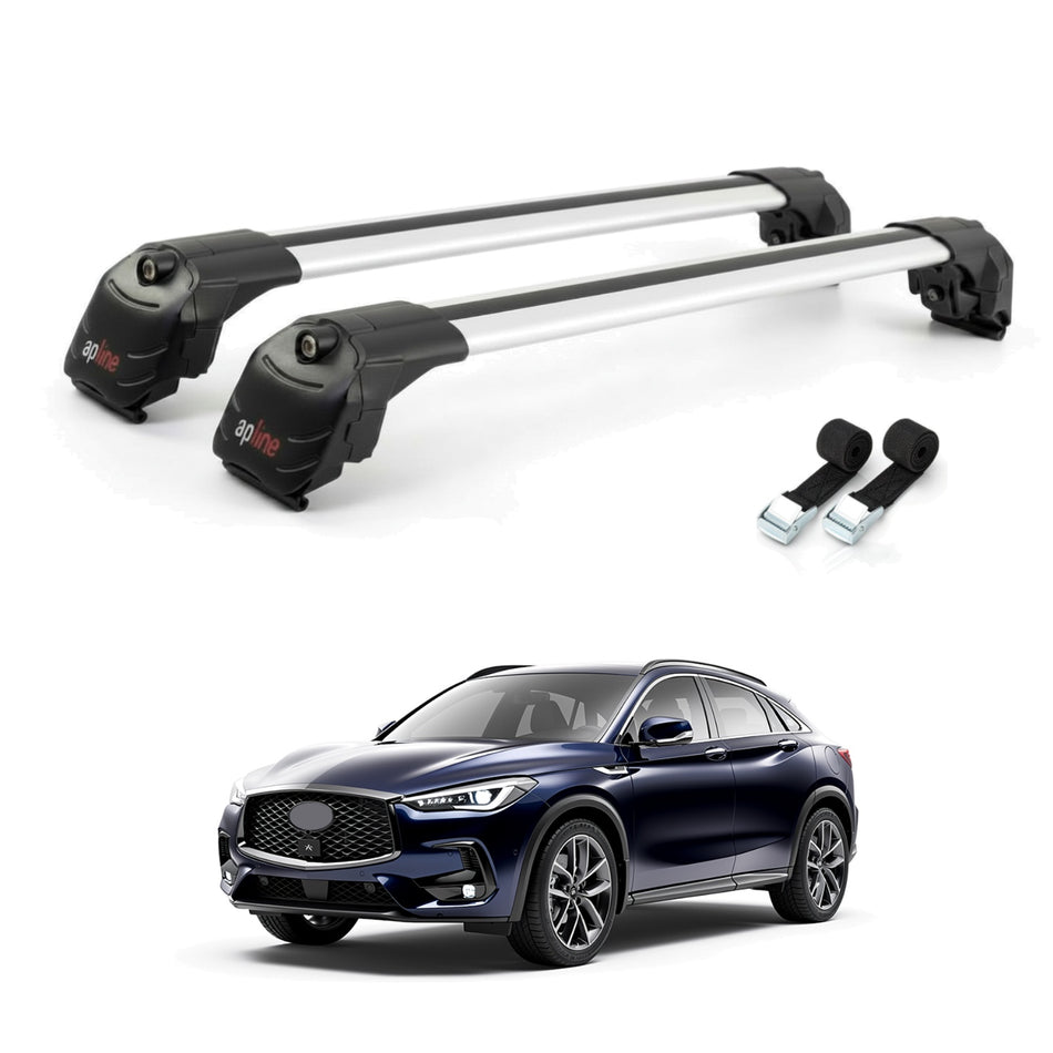 Roof Bars Compatible with Infiniti QX55 (J55) 2022-2025, Grey, 2 Bars with Straps