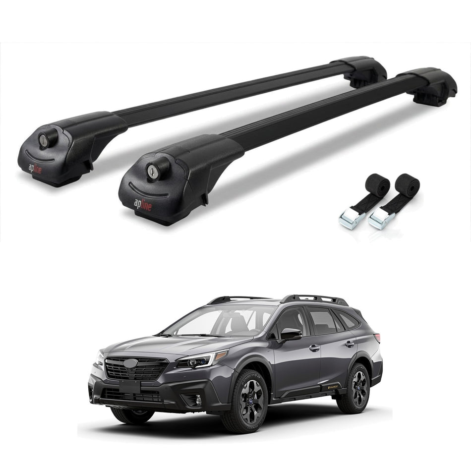 Roof Bars Compatible with Subaru Outback Wilderness 2022-2024, Black, 2 Bars with Straps