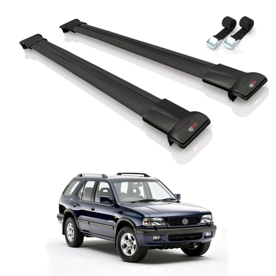 Roof Bars Compatible with Vauxhall Frontera Sport 1992-1998, Black, 2 Bars with Straps