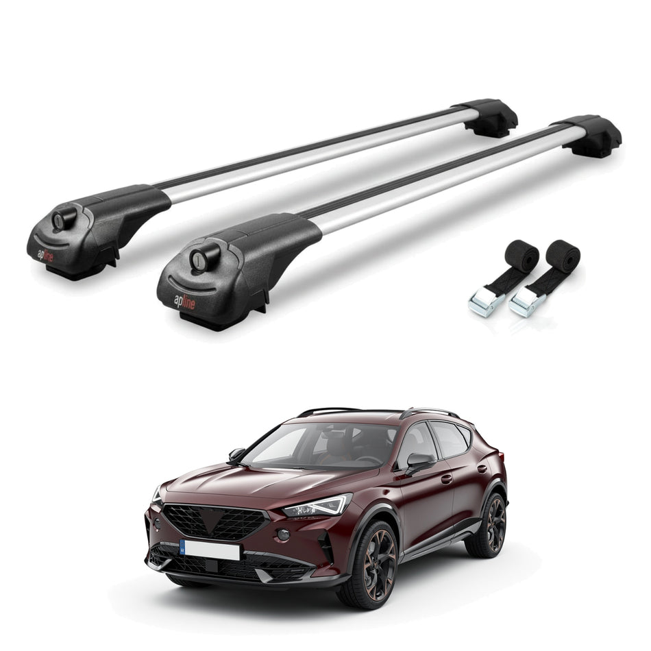 Roof Bars Compatible with Cupra Formentor 2020-2025, Grey, 2 Bars with Straps.