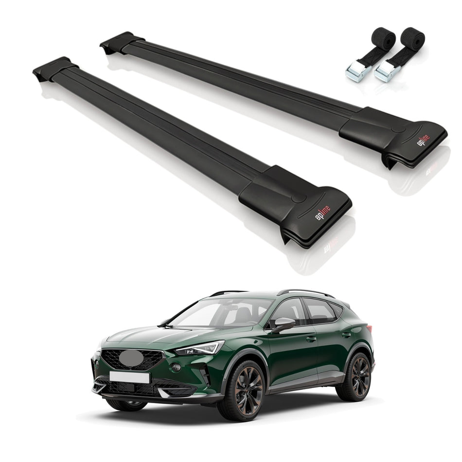 Roof Bars Compatible with Cupra Formentor 2020-2025, Black, 2 Bars with Straps
