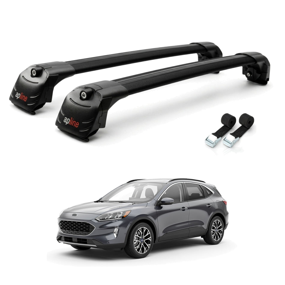 Roof Bars Compatible with Ford Escape 2023-2025, Black, 2 Bars with Straps