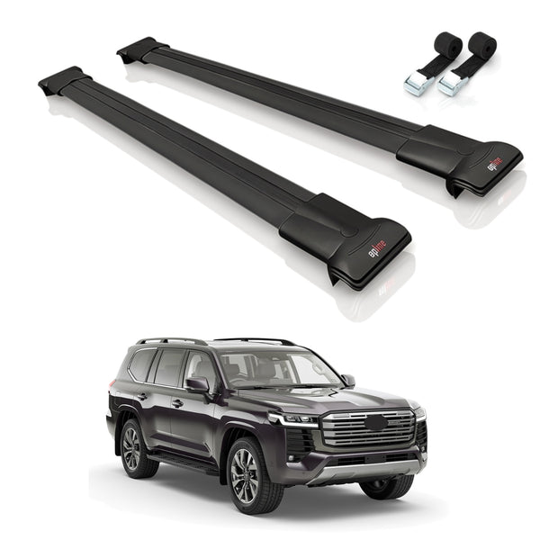 Roof Bars Compatible with Toyota Land Cruiser (J300) 2022-2025, Black, 2 Bars with Straps