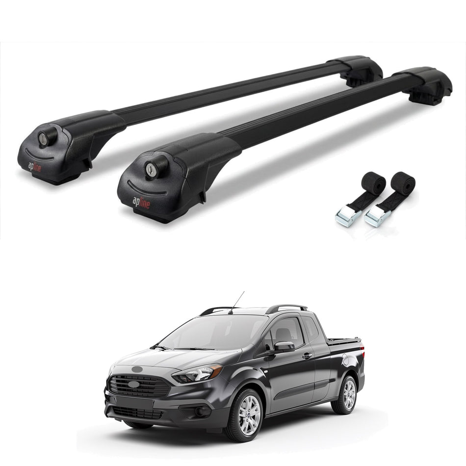 Roof Bars Compatible with Courier 2024-2025, Black, 2 Bars with Straps