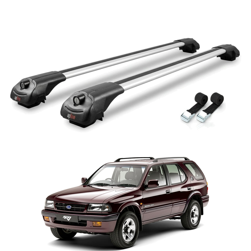 Roof Bars Compatible with Vauxhall Frontera Sport 1992-1998, Grey, 2 Bars with Straps.