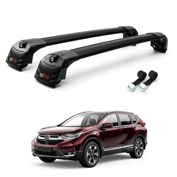 Roof Bars Compatible with Honda CR-V 5 2017-2022, Black, 2 Bars with Straps
