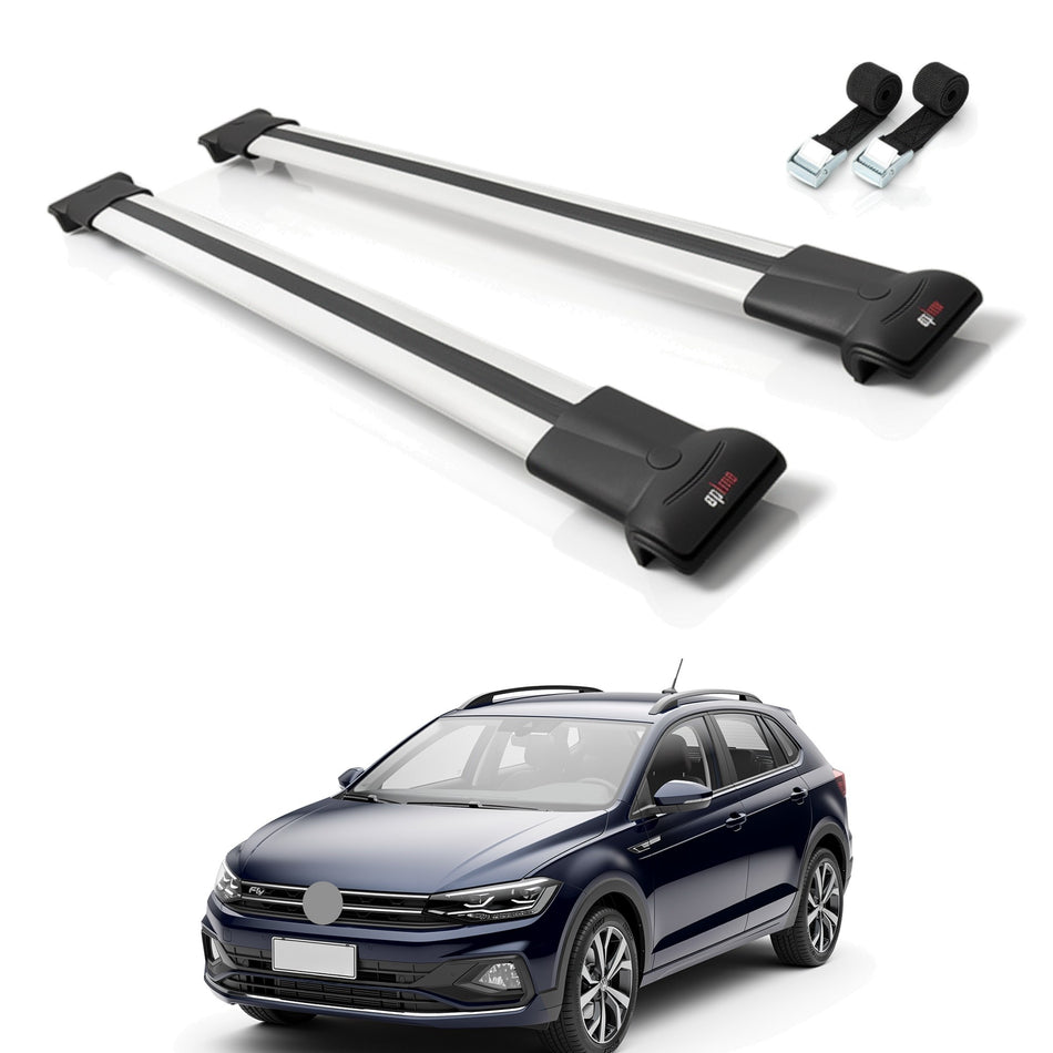 Roof Bars Compatible with VW Nivus 2020-2024, Grey, 2 Bars with Straps