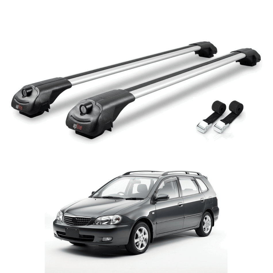 Roof Bars Compatible with Toyota Corolla Spacio (E110) 1997-2001, Grey, 2 Bars with Straps.