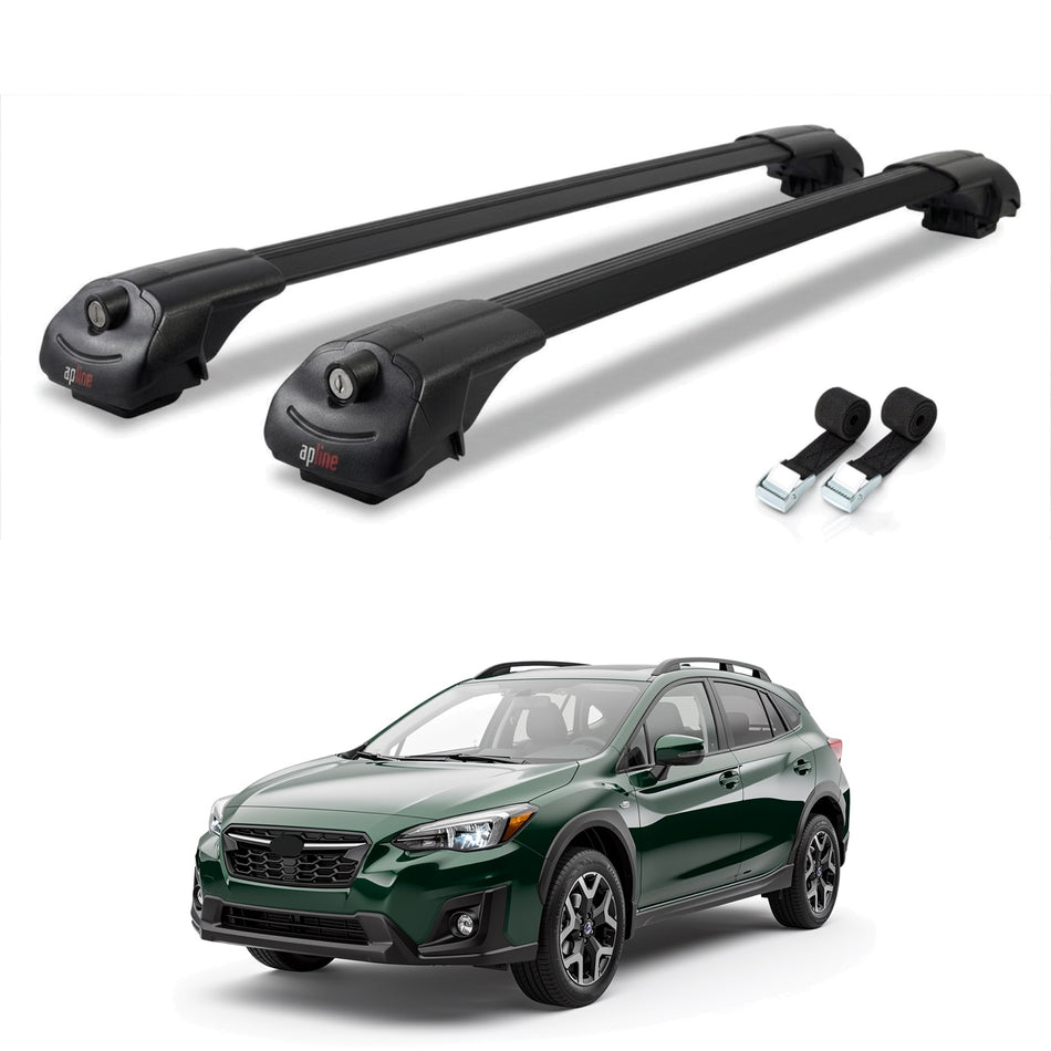 Roof Bars Compatible with Subaru Crosstrek 2024-2025, Black, 2 Bars with Straps
