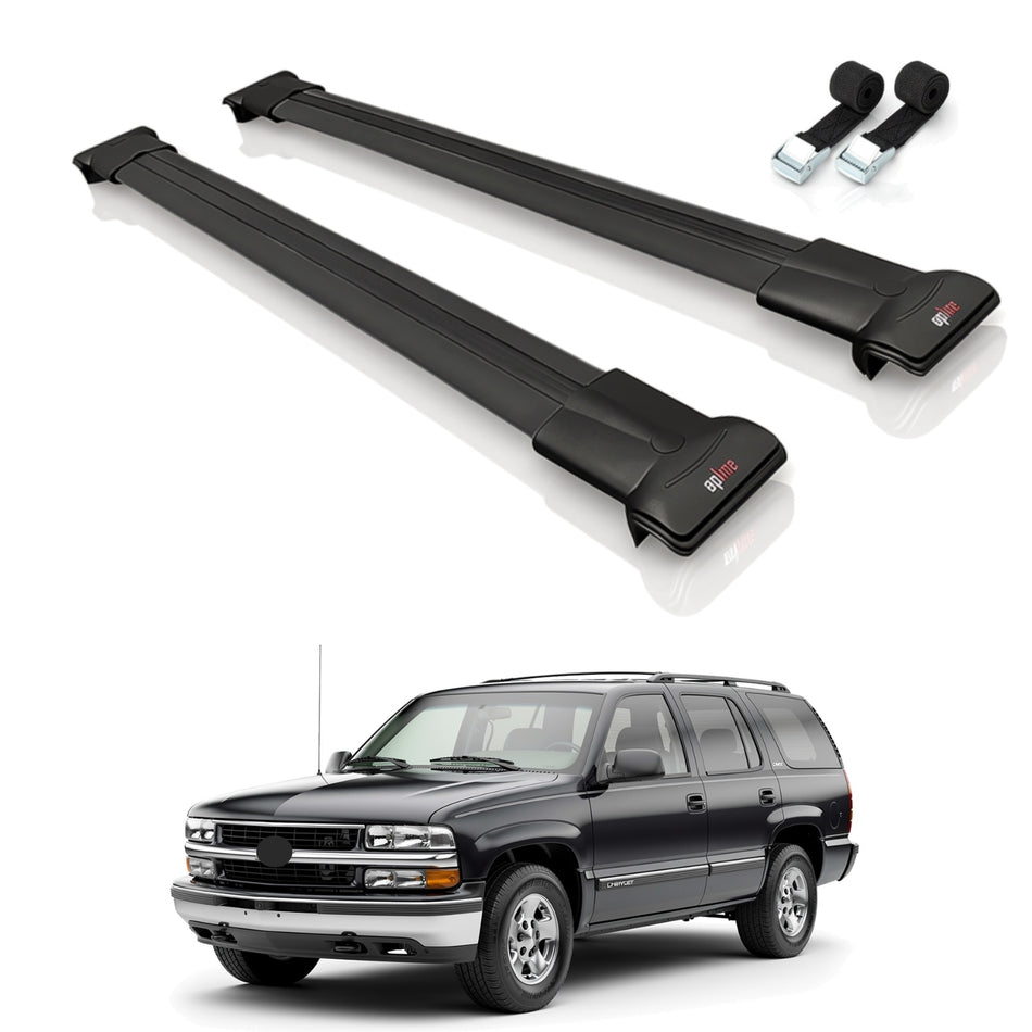 Roof Bars Compatible with Chevrolet Tahoe 1995-2000, Black, 2 Bars with Straps