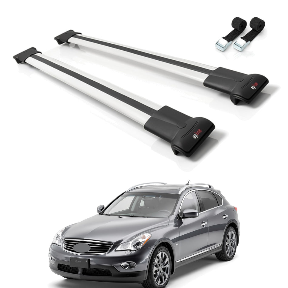 Roof Bars Compatible with Infiniti EX35 EX37 2008-2013, Grey, 2 Bars with Straps
