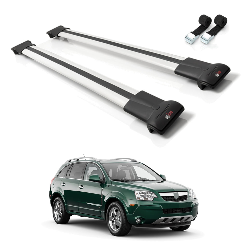 Roof Bars Compatible with Saturn Vue 2 2008-2010, Grey, 2 Bars with Straps