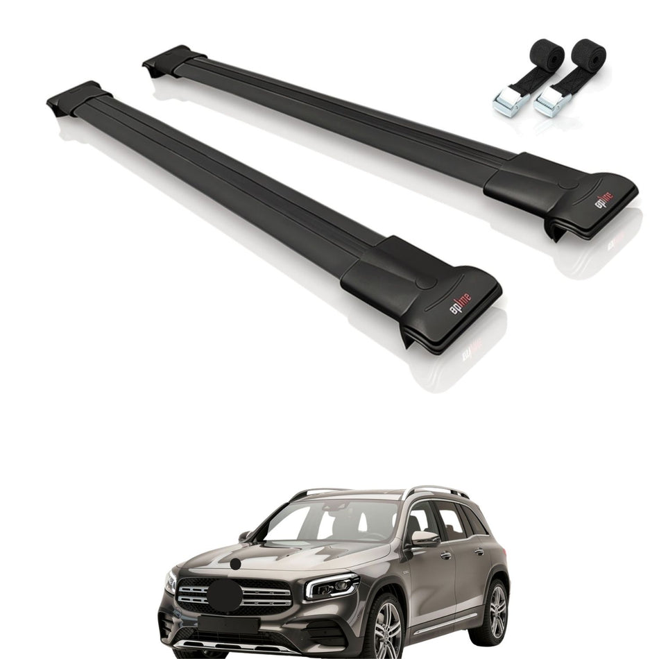 Roof Bars Compatible with Mercedes GLB Class (X247) 2020-2025, Black, 2 Bars with Straps