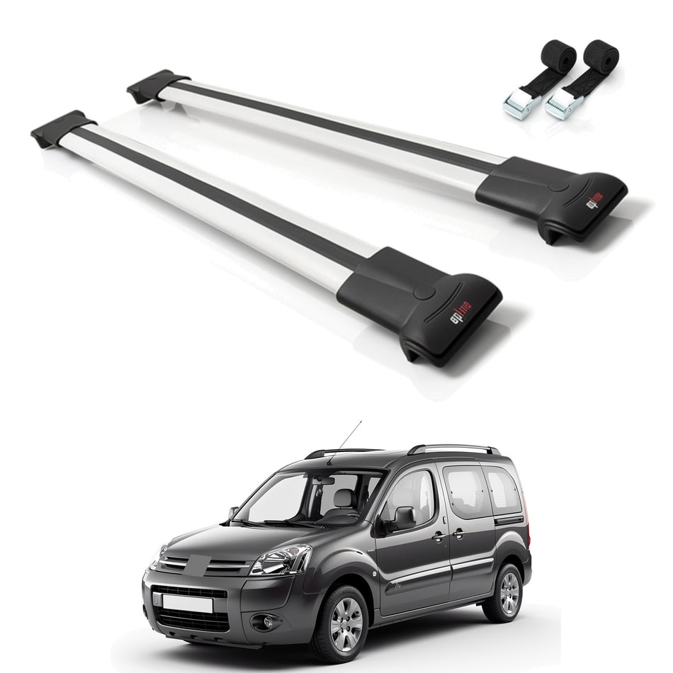 Roof Bars Compatible with Citroen Berlingo (M49) 1996-2003, Grey, 2 Bars with Straps