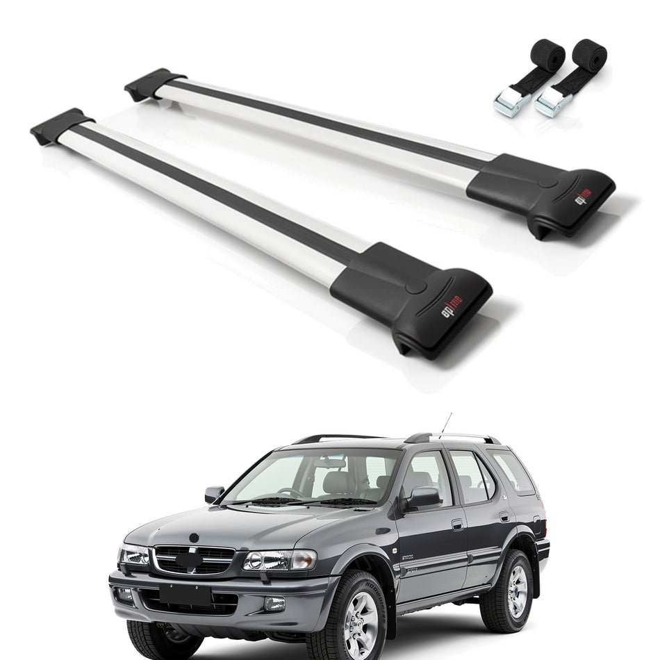 Roof Bars Compatible with Holden Frontera Sport 2 1999-2004, Grey, 2 Bars with Straps