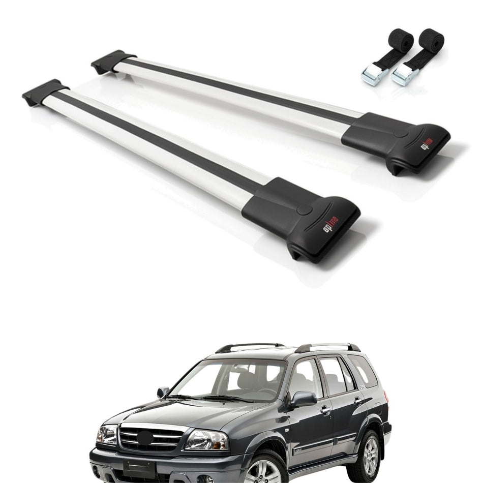 Roof Bars Compatible with Suzuki XL-7 1998-2006, Grey, 2 Bars with Straps