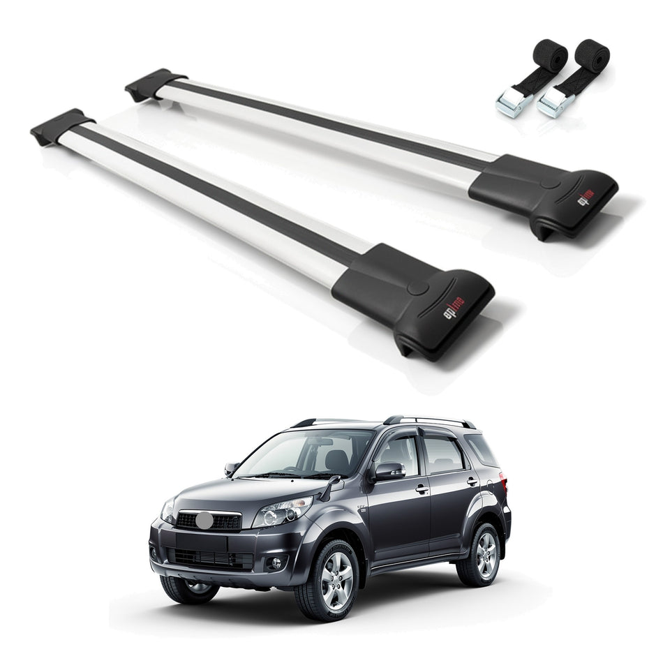 Roof Bars Compatible with Toyota Rush 2006-2017, Grey, 2 Bars with Straps