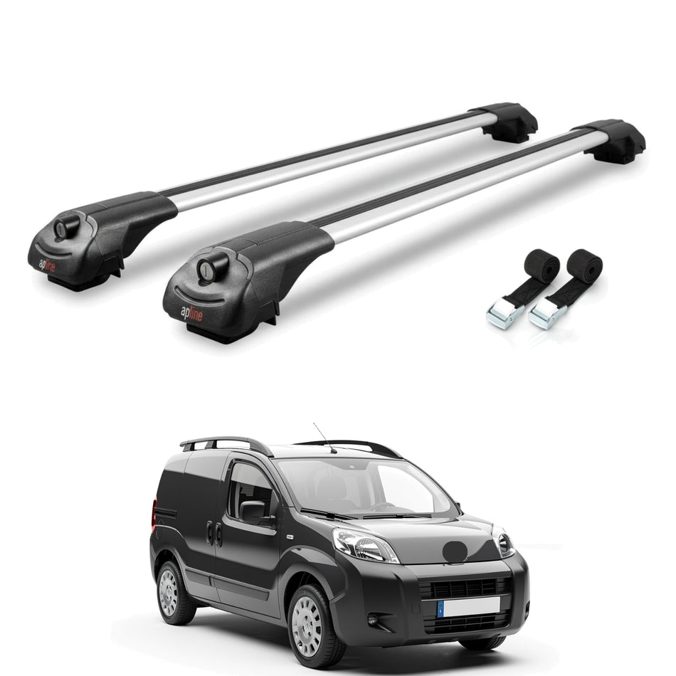 Roof Bars Compatible with Citroen Nemo 3 (225) 2008-2017, Grey, 2 Bars with Straps.