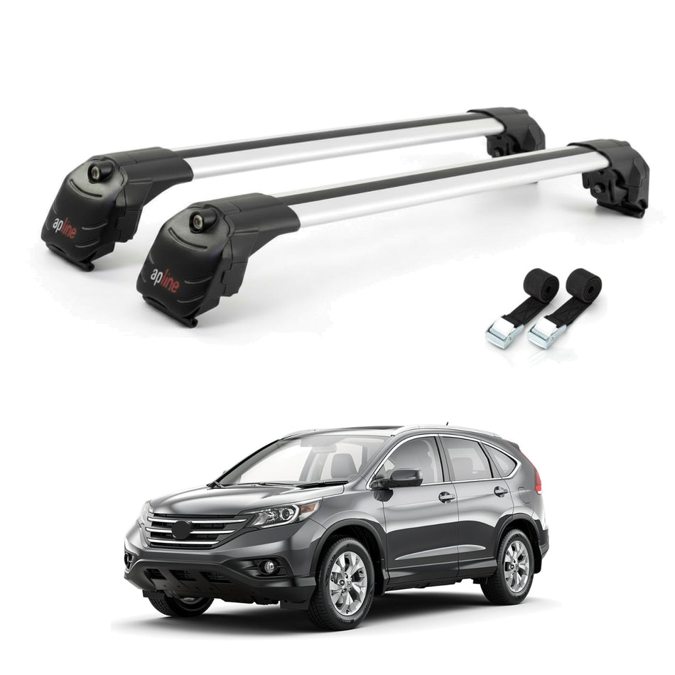 Roof Bars Compatible with Honda CR-V 4 2012-2016, Grey, 2 Bars with Straps