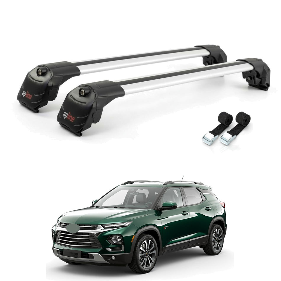Roof Bars Compatible with Chevrolet Trailblazer 2021-2024, Grey, 2 Bars with Straps