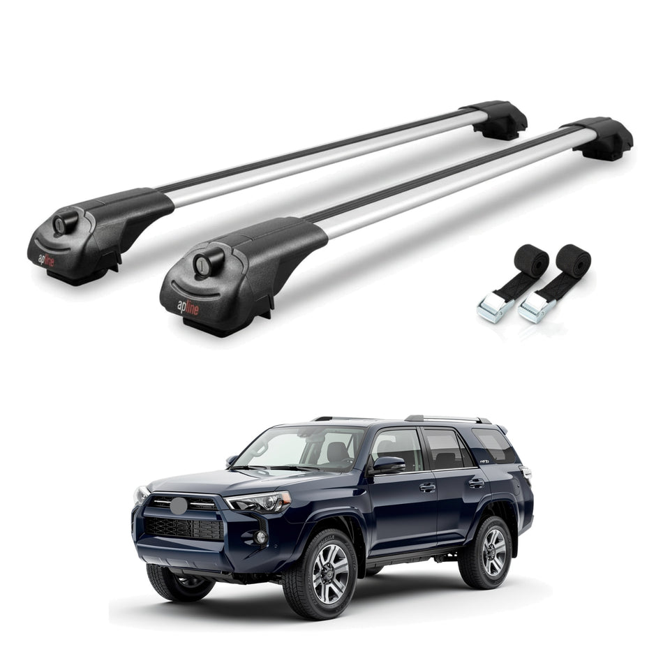 Roof Bars Compatible with Toyota 4Runner (N280) 2010-2024, Grey, 2 Bars with Straps.