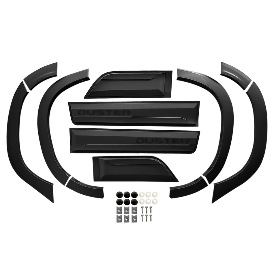 For Dacia Duster II (HM) 2018-2024 Fender Wheel arch Protector Mudguard and Bodyguard Side Protection Vehicle Body Protection Kit 12 Pcs BLACK