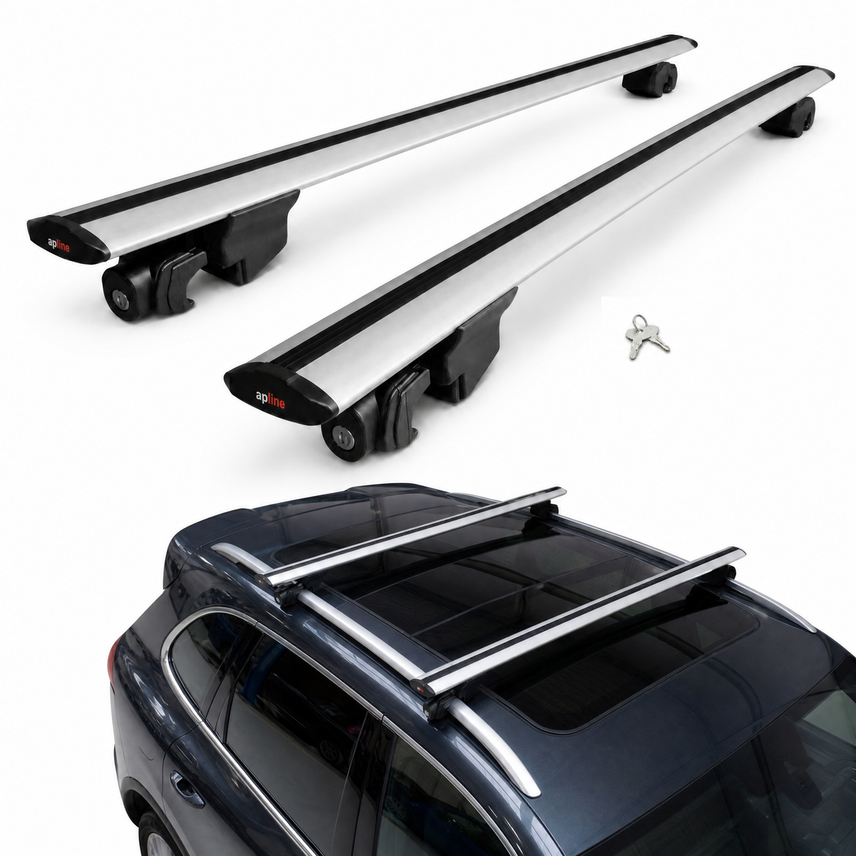 Roof Rack Bars Compatible with Porsche Cayenne (9PA) 2003-2010, For Flush Roof Rails, Grey, 2 Bars
