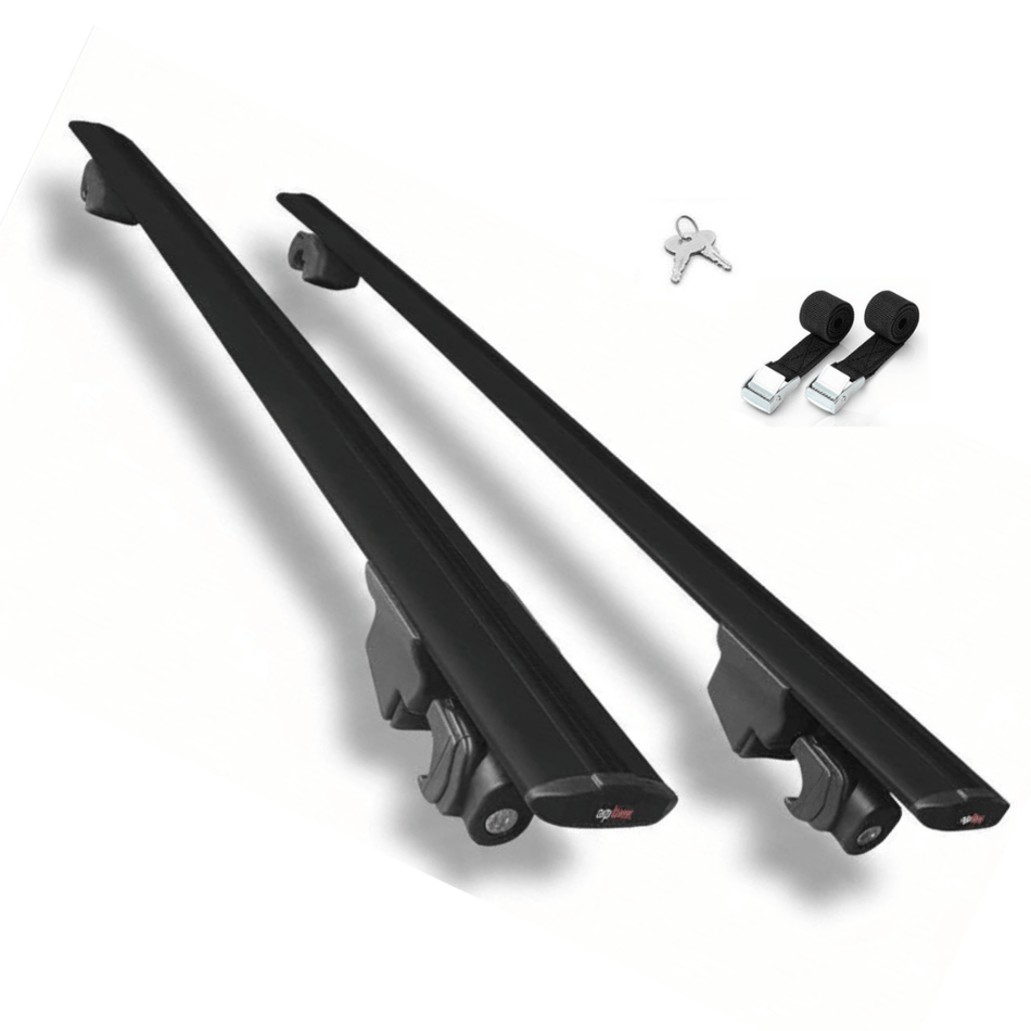 Roof Bars Compatible with Kia Sedona 3 (YP) 2015-2020, Black, 2 Bars with Straps